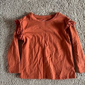 Cat & Jack Terracotta Long Sleeve Tee with Ruffle Shoulders